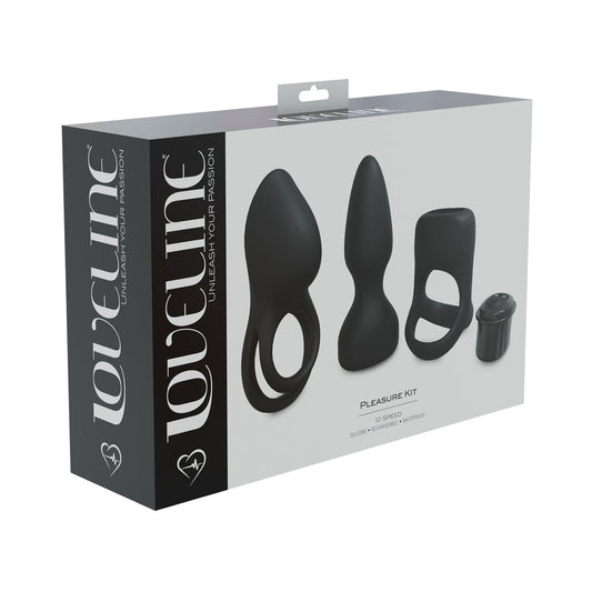 LoveLine Pleasure Kit 10 Speed Silicone Rechargeable Waterproof Black - Not Very Vanilla