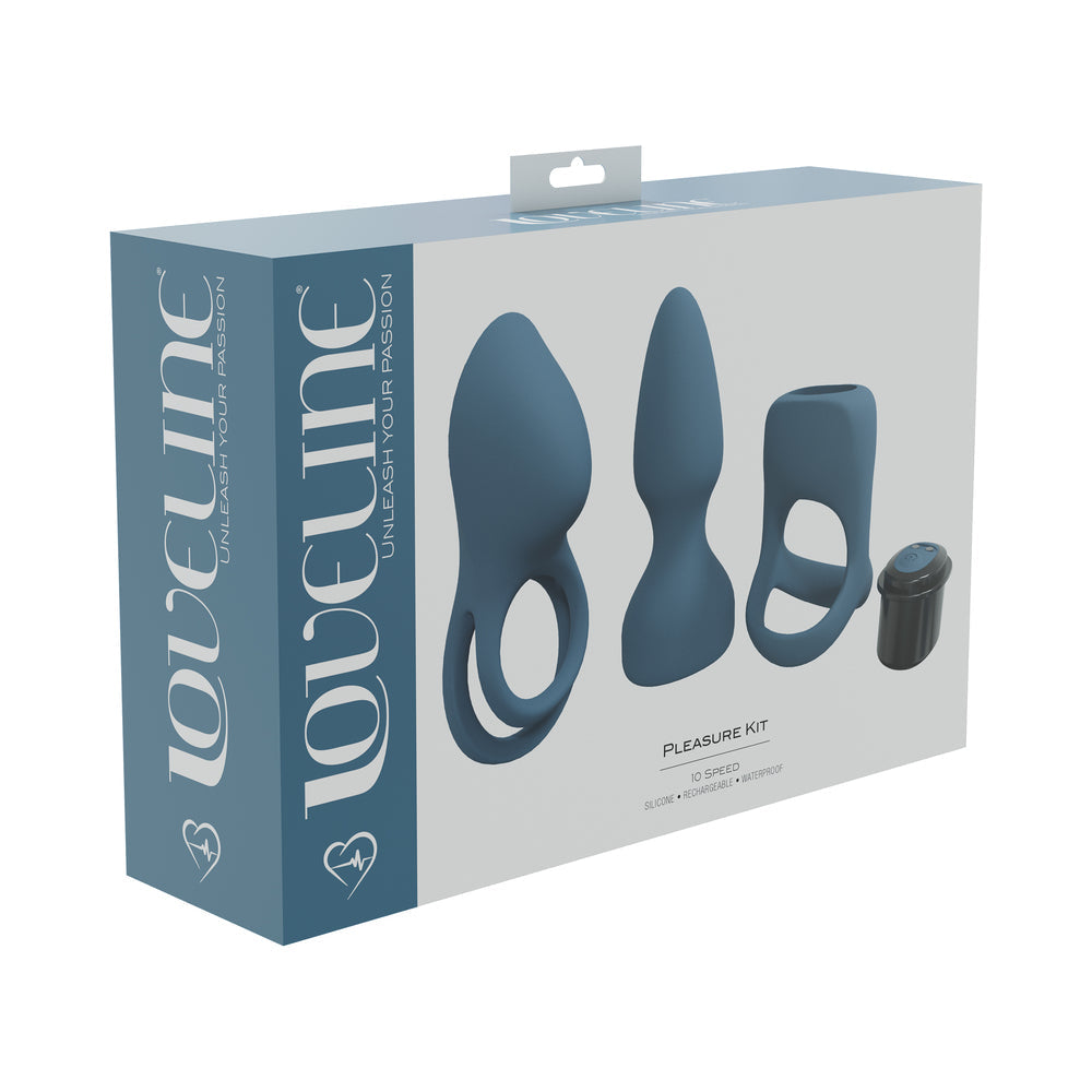 LoveLine Pleasure Kit 10 Speed Silicone Rechargeable Waterproof Blue Grey - Not Very Vanilla