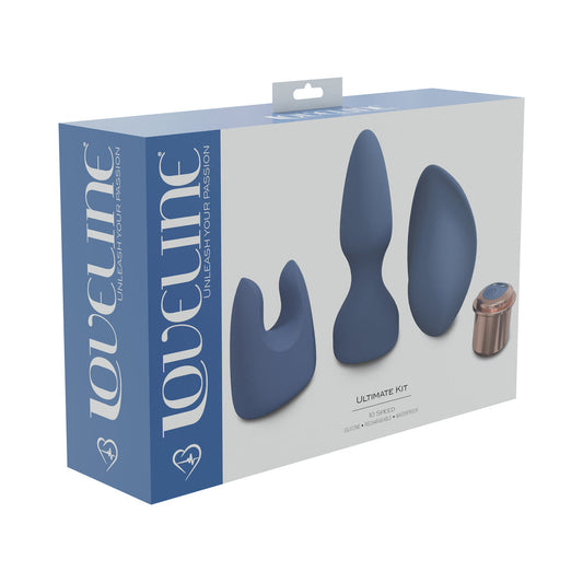 LoveLine Ultimate Kit 10 Speed Silicone Rechargeable Waterproof Blue/Grey - Not Very Vanilla