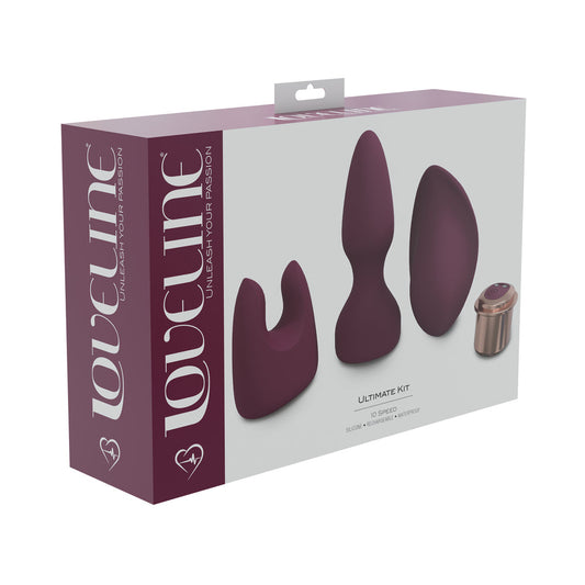 LoveLine Ultimate Kit 10 Speed Silicone Rechargeable Waterproof Burgundy - Not Very Vanilla