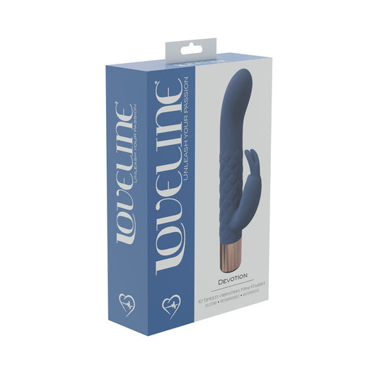 LoveLine Devotion 10 Speed Mini-Rabbit Silicone Rechargeable Waterproof Blue/Grey - Not Very Vanilla