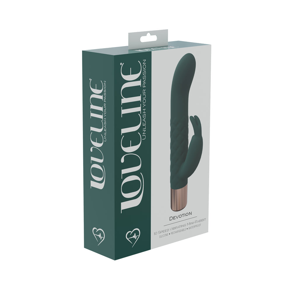 LoveLine Devotion 10 Speed Mini-Rabbit Silicone Rechargeable Waterproof Forest Green - Not Very Vanilla