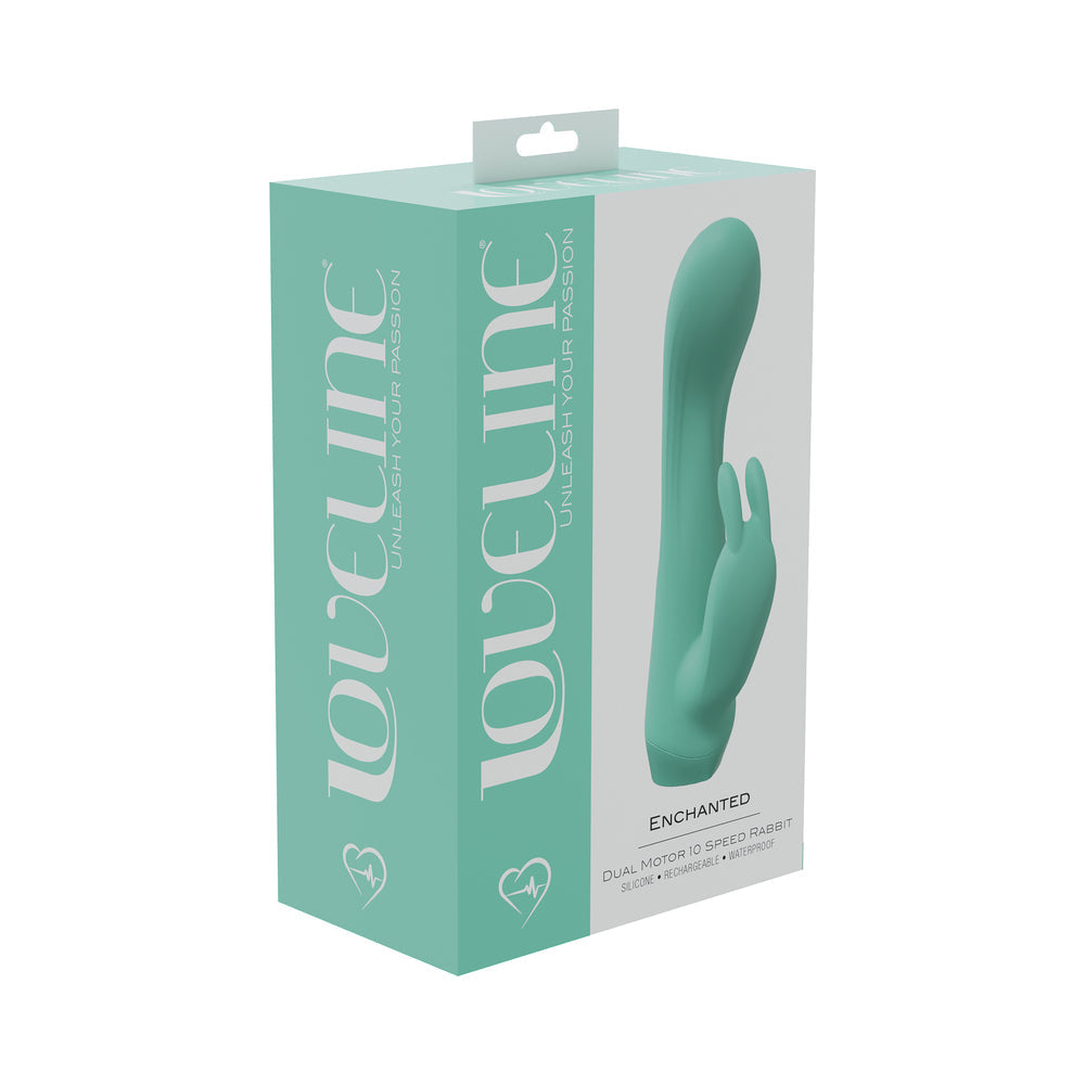 LoveLine Enchanted Dual Motor 10 Speed Rabbit Silicone Rechargeable Waterproof Green - Not Very Vanilla