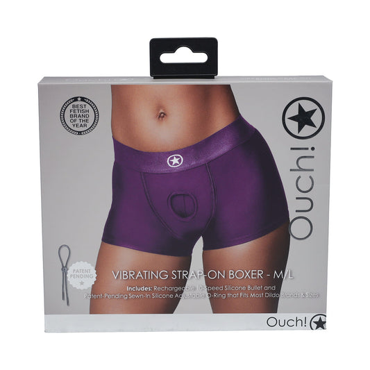 Ouch! Vibrating Strap-on Boxer Purple M/L - Not Very Vanilla