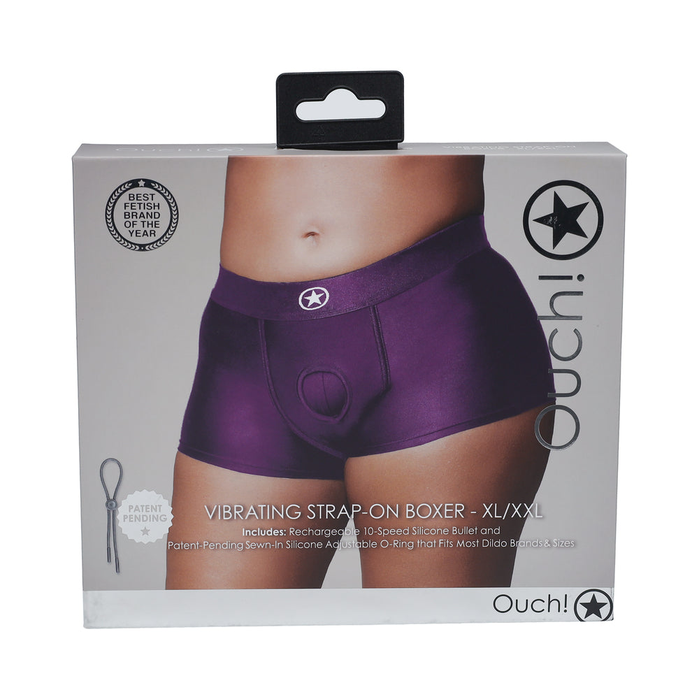 Ouch! Vibrating Strap-on Boxer Purple XL/XXL - Not Very Vanilla