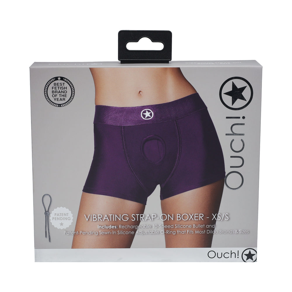 Ouch! Vibrating Strap-on Boxer Purple XS/S - Not Very Vanilla