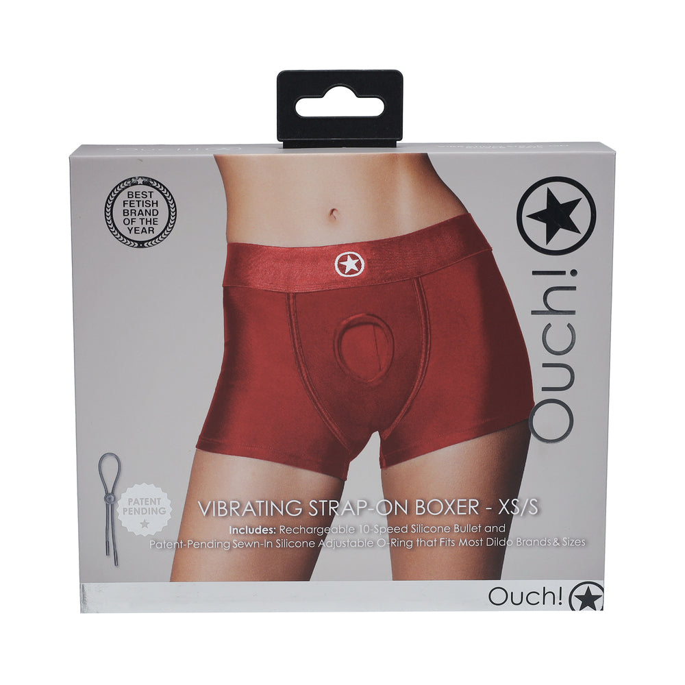 Ouch! Vibrating Strap-on Boxer Red XS/S - Not Very Vanilla