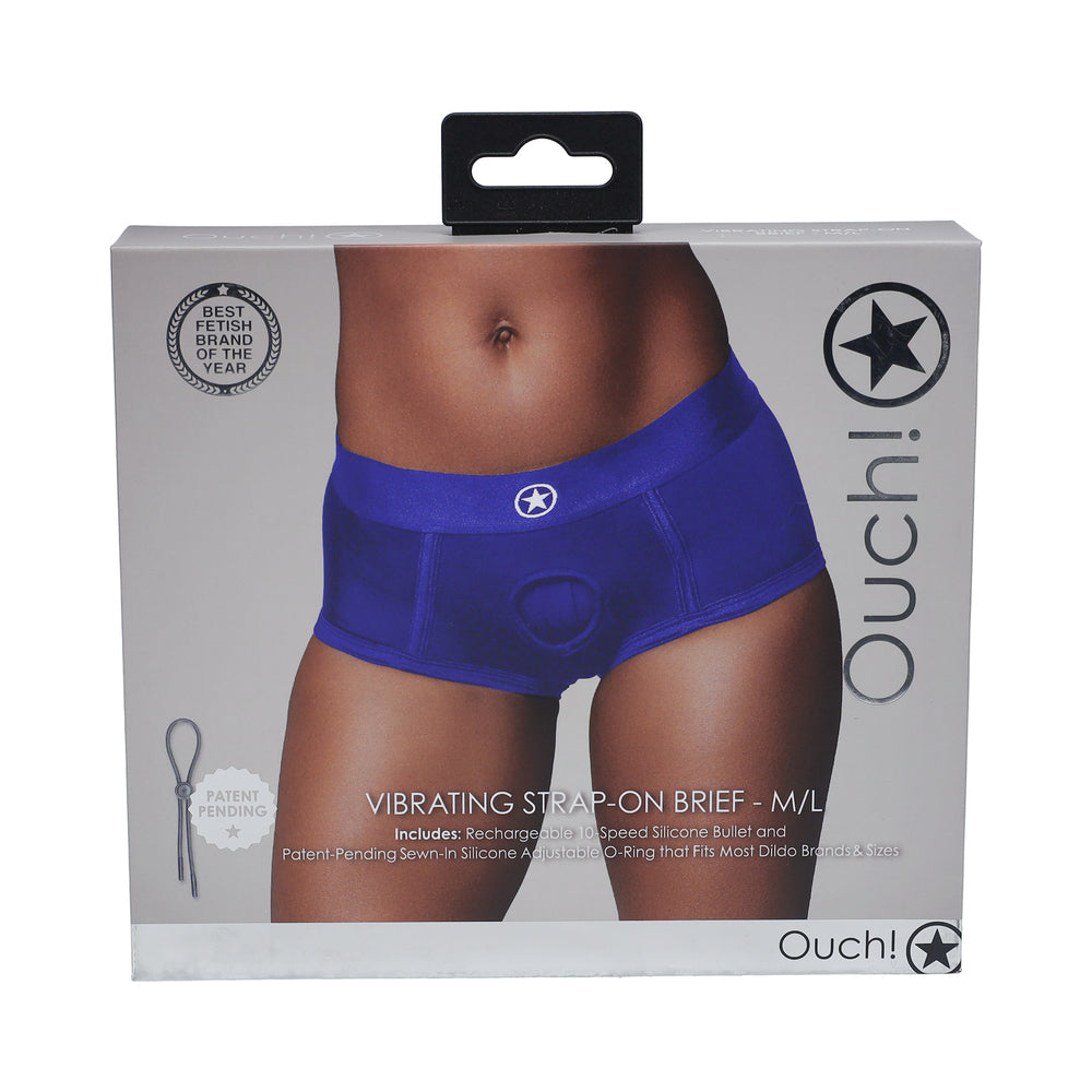 Ouch! Vibrating Strap-on Brief Royal Blue M/L - Not Very Vanilla