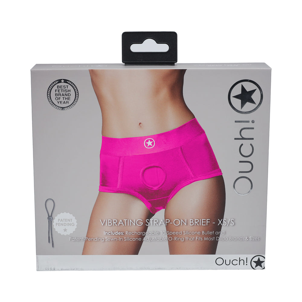 Ouch! Vibrating Strap-on Brief Pink XS/S - Not Very Vanilla