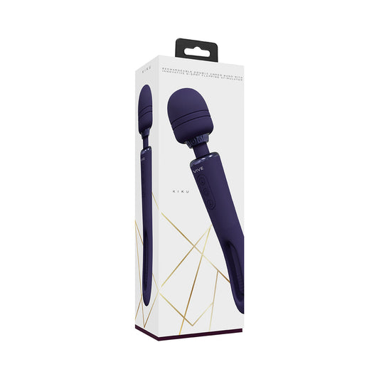 VIVE Kiku Rechargeable Double Ended Wand with Innovative G-Spot Flapping Stimulator Purple - Not Very Vanilla