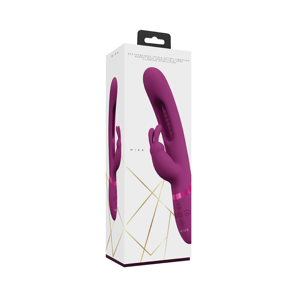 VIVE Mika Rechargeable Triple Motor Vibrating Rabbit With Innovative G-Spot Flapping Stimulator Pink - Not Very Vanilla