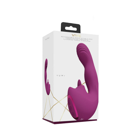 VIVE Yumi Rechargeable Triple Motor G-Spot Finger Motion Vibrator and Flickering Tongue Stimulator Pink - Not Very Vanilla