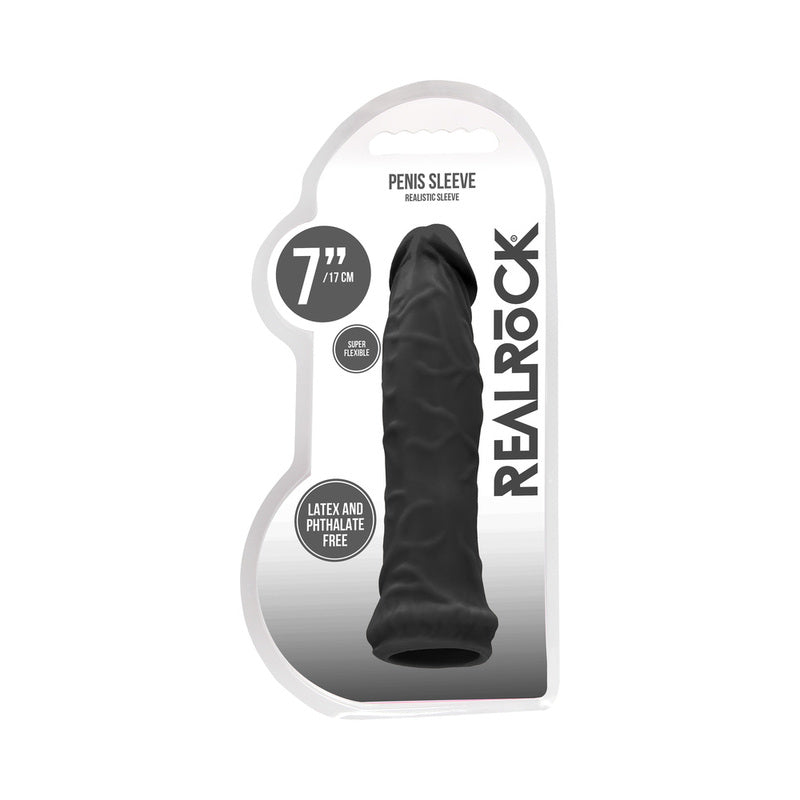 RealRock Skin 6 in. Penis Extender Sleeve Black - Not Very Vanilla