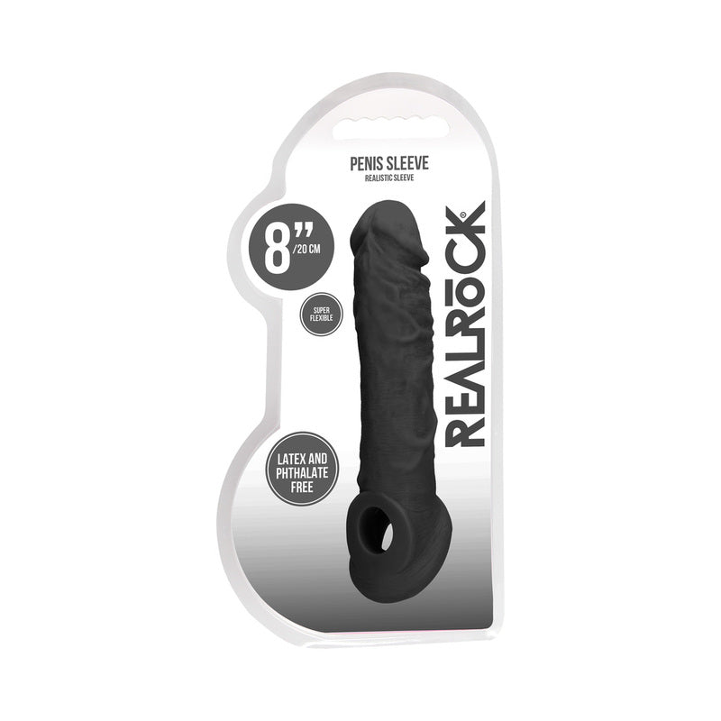 RealRock Skin 8 in. Penis Extender Sling Black - Not Very Vanilla