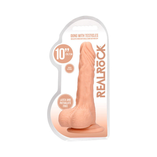 RealRock Skin 10 in. Dildo with Balls Beige - Not Very Vanilla