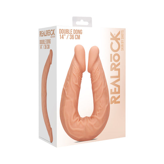 RealRock Skin Double Dong 14 in. Flexible Dual-Ended Dildo Beige - Not Very Vanilla