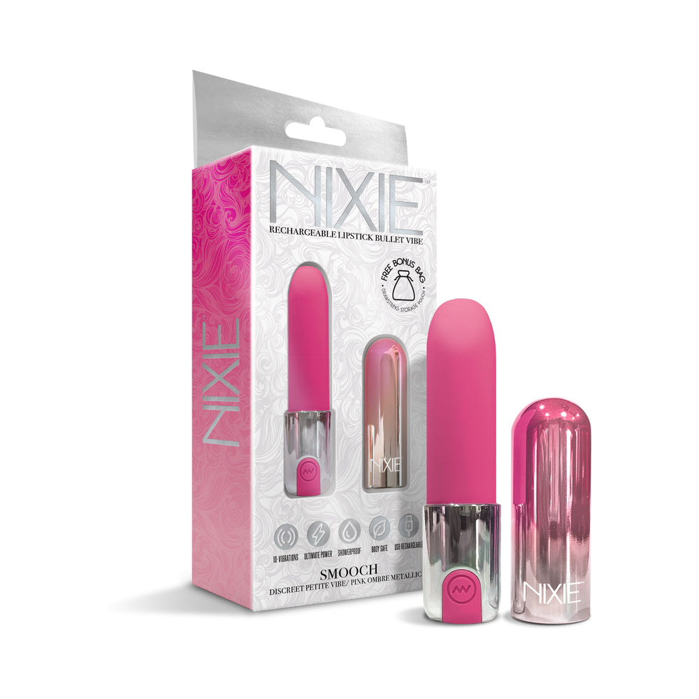 Nixie Smooch Rechargeable Lipstick Bullet Vibrator Pink Ombre - Not Very Vanilla