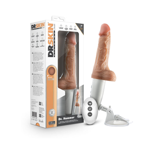 Dr. Skin Silicone Dr. Hammer Thrusting Dildo with Handle 7 in. Beige - Not Very Vanilla