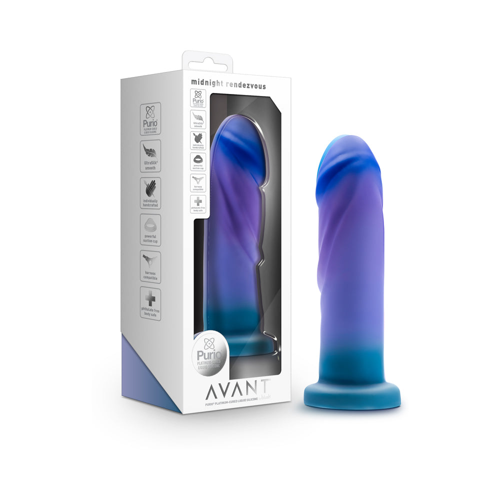 Avant Midnight Rendezvous 7.5 in. Dildo Ocean Blue - Not Very Vanilla