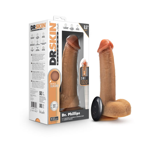 Dr. Skin Silicone Dr. Phillips Thrusting Dildo 8.5 in. Tan - Not Very Vanilla