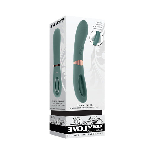 Evolved Chick Flick Rechargeable Vibrator with Flicker Silicone Mint - Not Very Vanilla