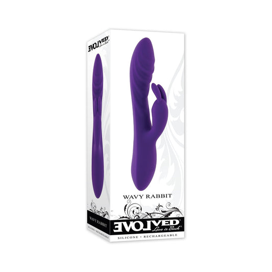 Evolved Wavy Rabbit Rechargeable Dual Stimulator Silicone Purple - Not Very Vanilla