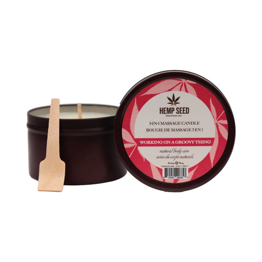 Earthly Body Hemp Seed 3-in-1 Massage Candle Working On A Groovy Thing 6 oz. - Not Very Vanilla