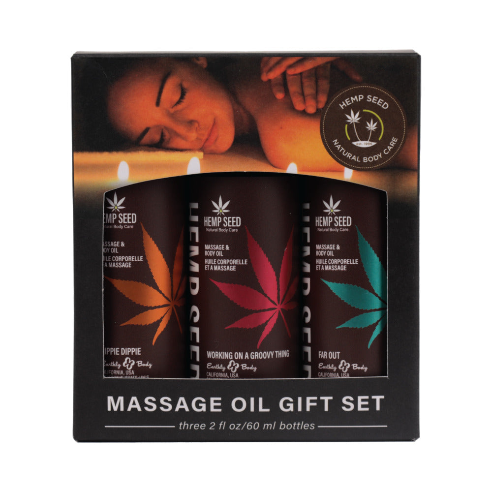 Earthly Body Hemp Seed Summer 2024 Massage Oil Trio Gift Set - Not Very Vanilla