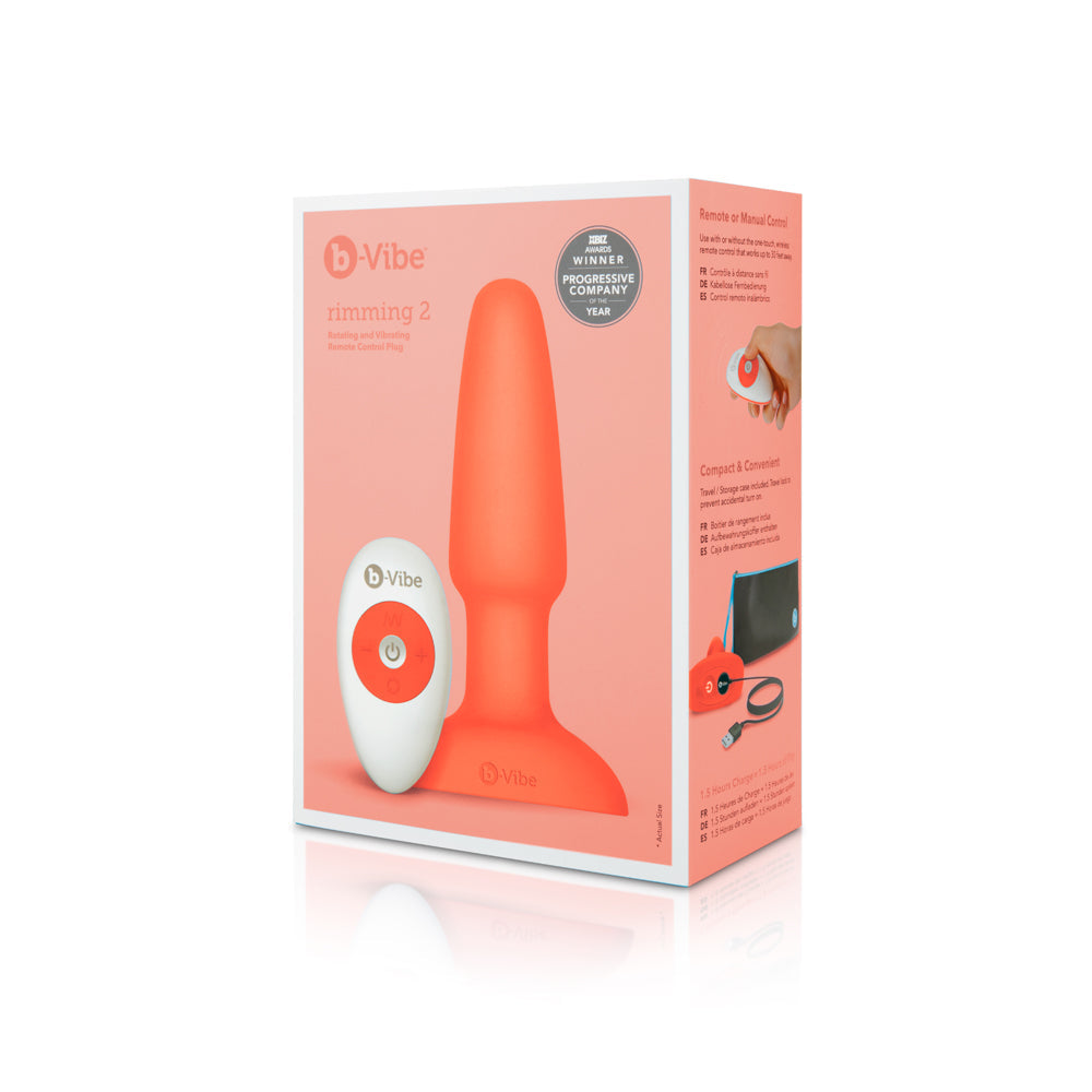 b-Vibe Rimming 2 Rotating and Vibrating Remote Control Plug Orange - Not Very Vanilla