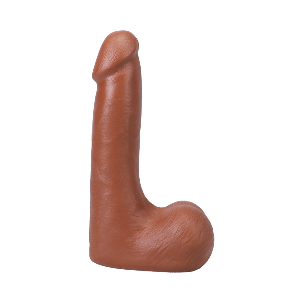 The Realistic Cock 7 in. ULTRASKYN Vac-U-Lock Dildo with Balls Caramel - Not Very Vanilla