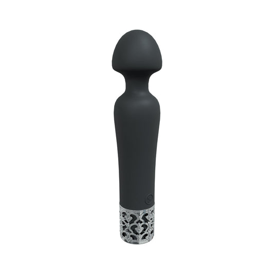 Royal Gems Scepter Silicone Rechargeable Vibrator Black - Not Very Vanilla