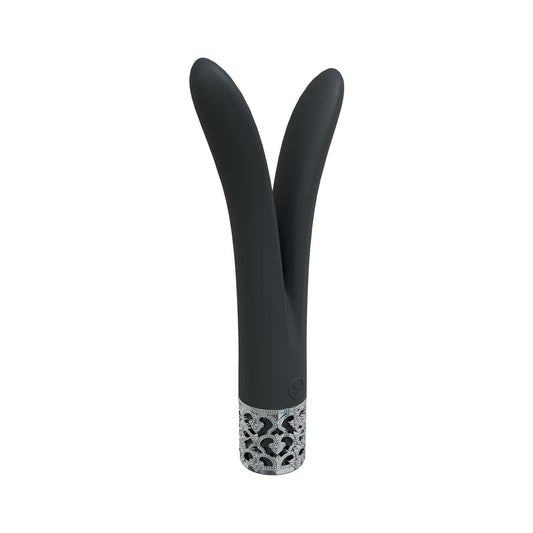 Royal Gems Dueling Queens Silicone Rechargeable Vibrator Black - Not Very Vanilla