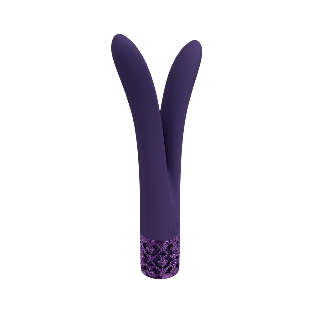 Royal Gems Dueling Queens Silicone Rechargeable Vibrator Purple - Not Very Vanilla