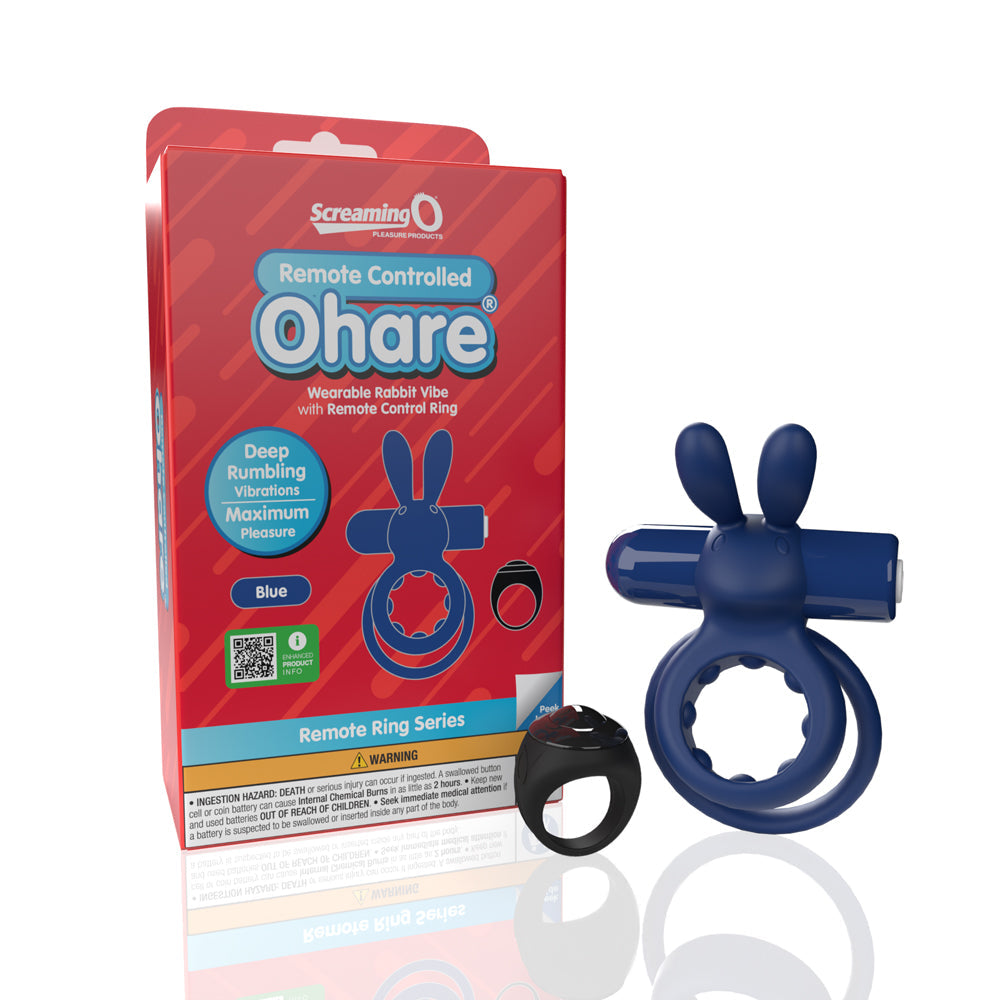 Screaming O Remote Controlled Ohare Vibrating Ring Blue - Not Very Vanilla