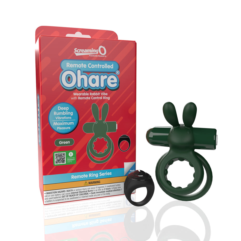 Screaming O Remote Controlled Ohare Vibrating Ring Green - Not Very Vanilla