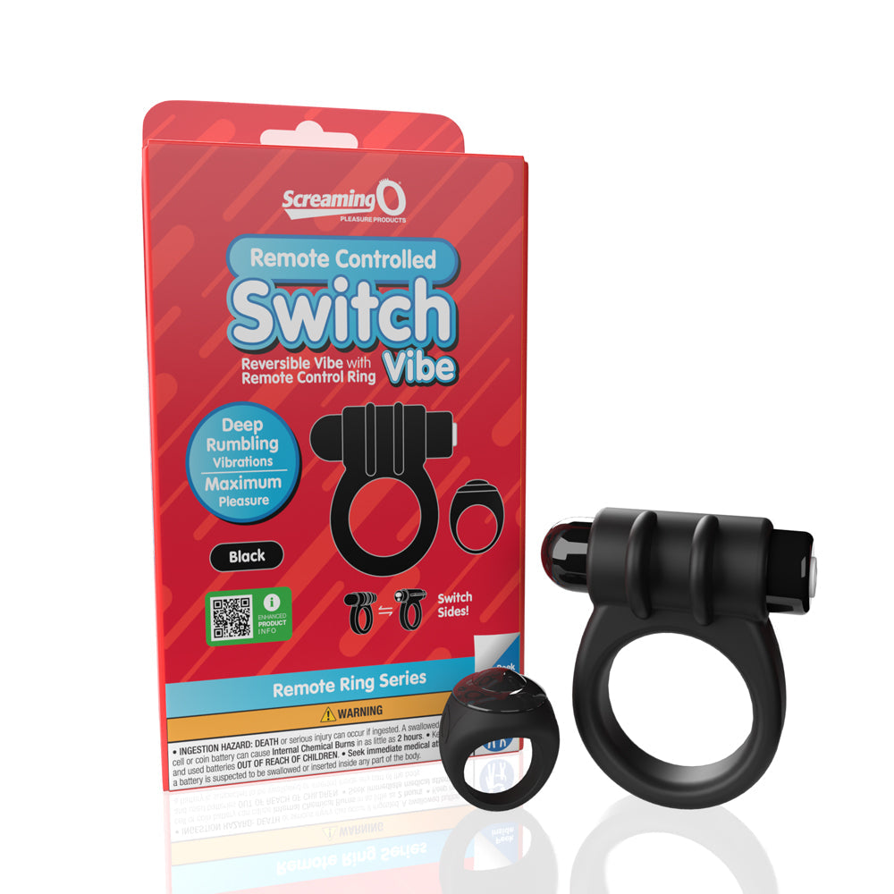 Screaming O Remote Controlled Switch Vibrating Ring Black - Not Very Vanilla