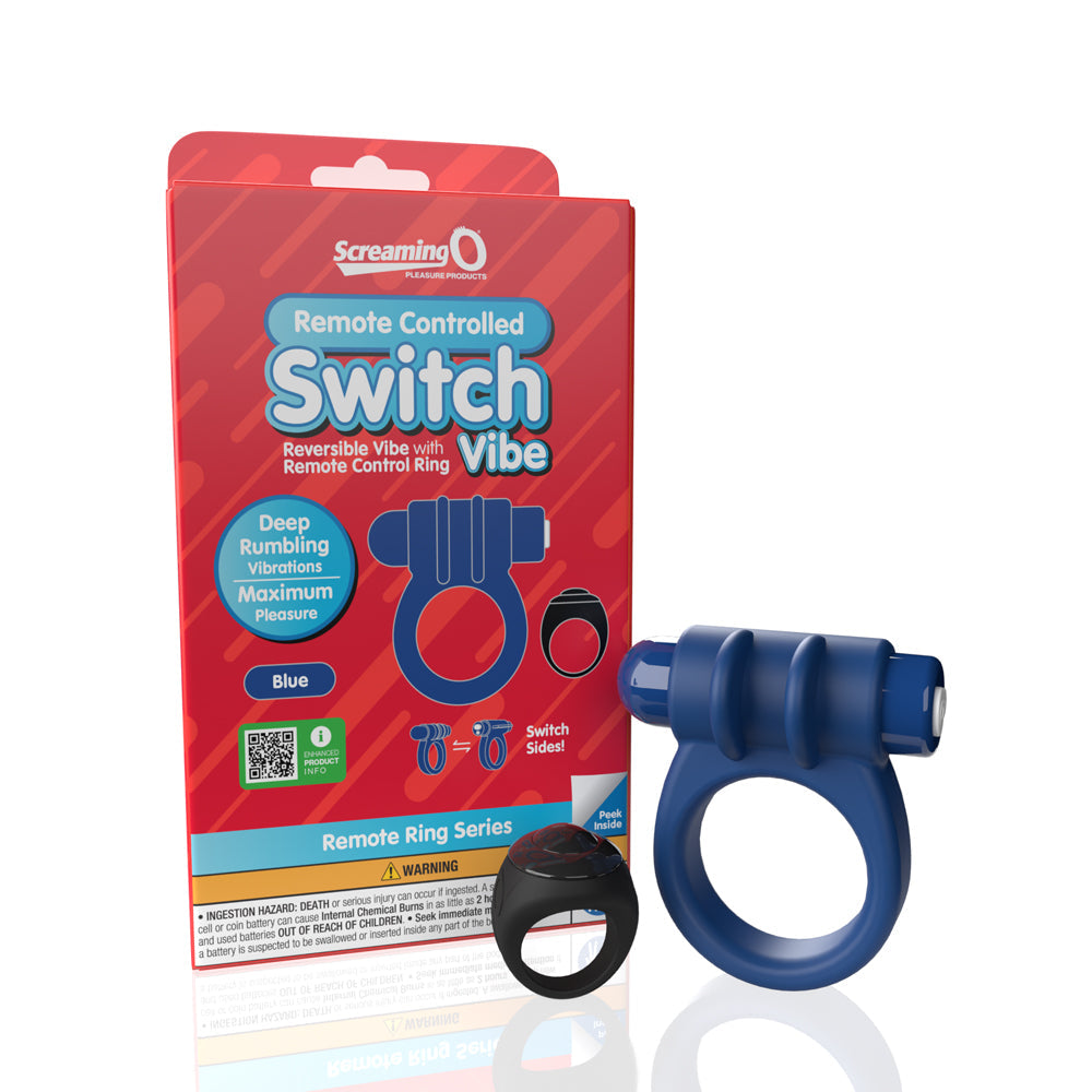 Screaming O Remote Controlled Switch Vibrating Ring Blue - Not Very Vanilla