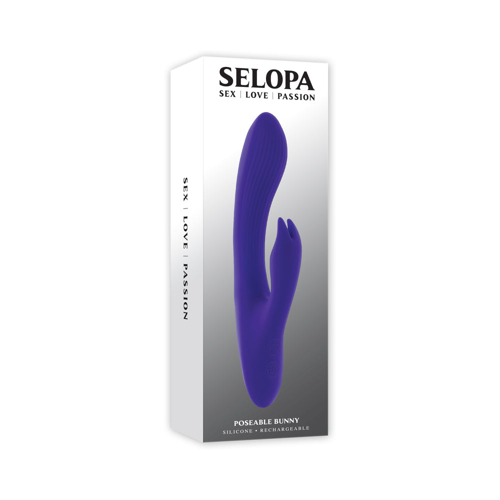 Selopa Poseable Bunny Rechargeable Dual Stimulator Silicone Purple - Not Very Vanilla