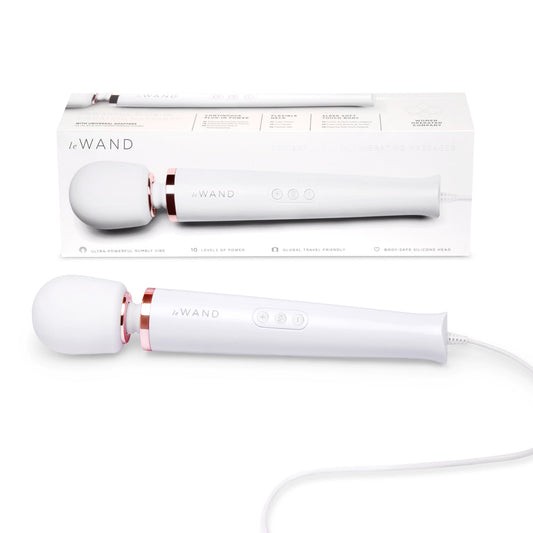 Le Wand Plug-In Vibrating Massager White - Not Very Vanilla