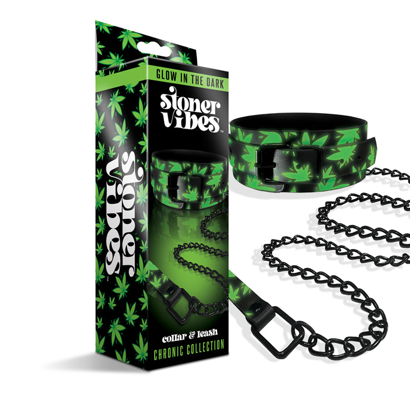 Stoner Vibes Chronic Collection Glow in the Dark Collar and Leash - Not Very Vanilla