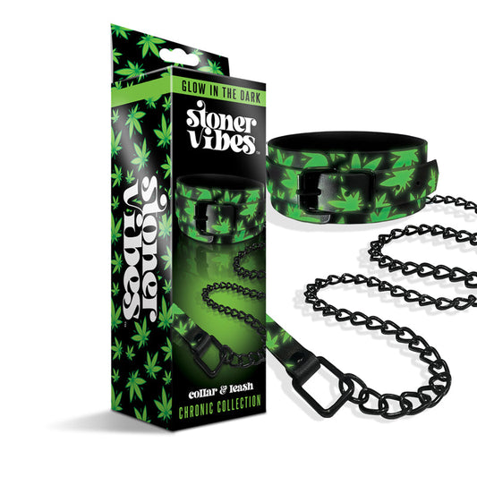 Stoner Vibes Chronic Collection Glow in the Dark Collar and Leash - Not Very Vanilla