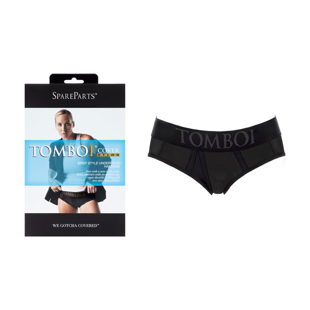 SpareParts Tomboi Cover Brief Style Underwear Harness Nylon Black/Black XXS - Not Very Vanilla