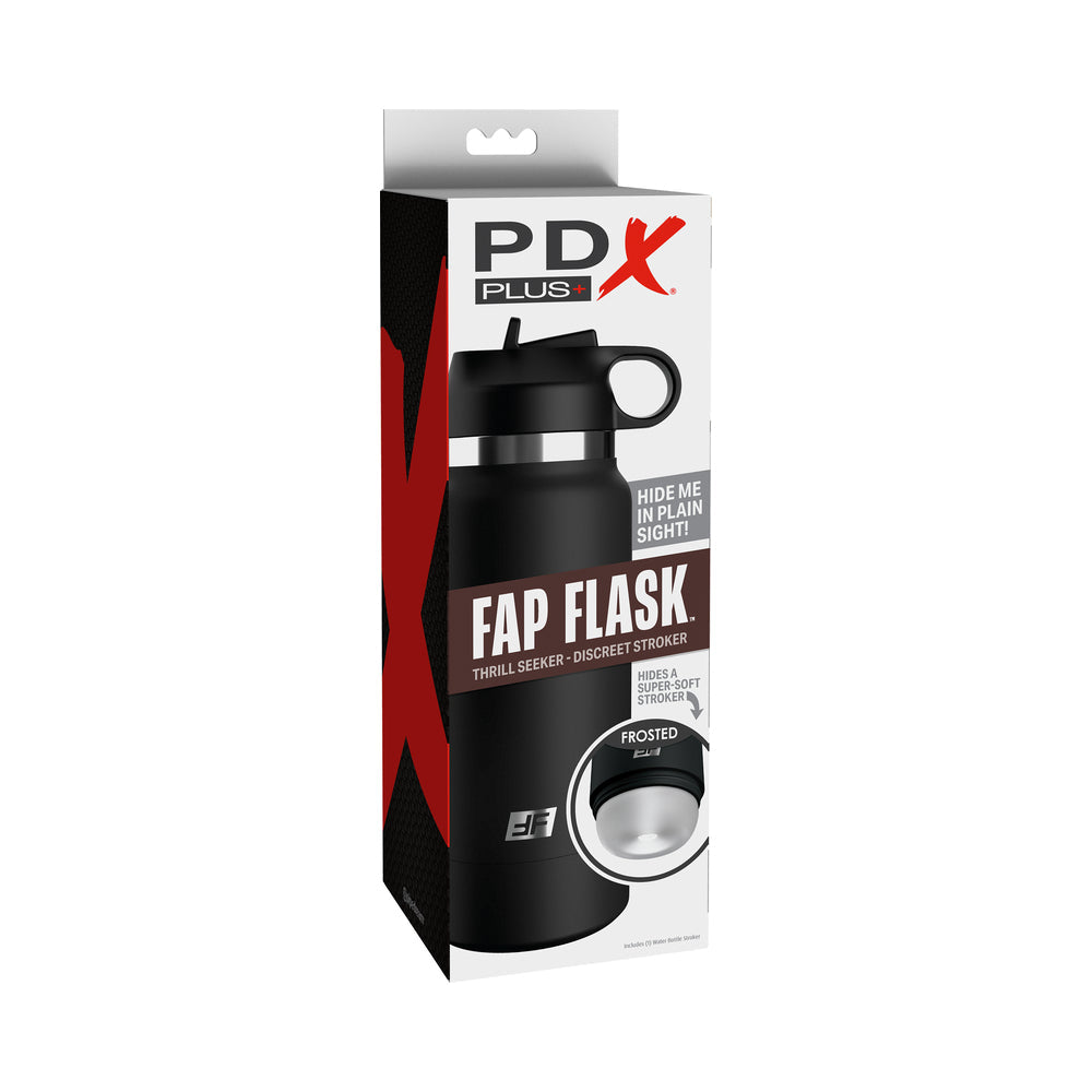 PDX Plus Fap Flask Thrill Seeker Discreet Stroker Black Bottle Frosted - Not Very Vanilla