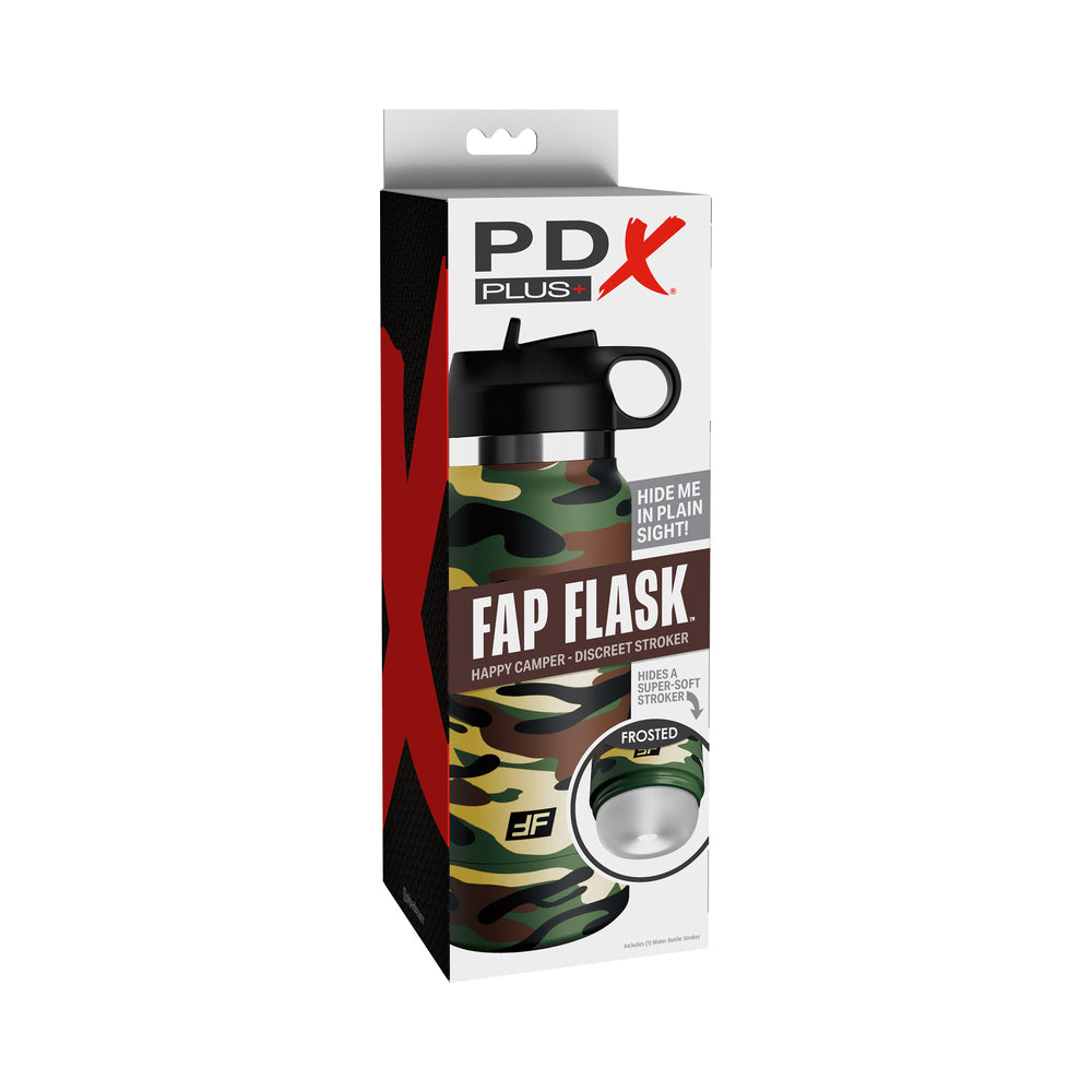 PDX Plus Fap Flask Happy Camper Discreet Stroker Camo Frosted - Not Very Vanilla