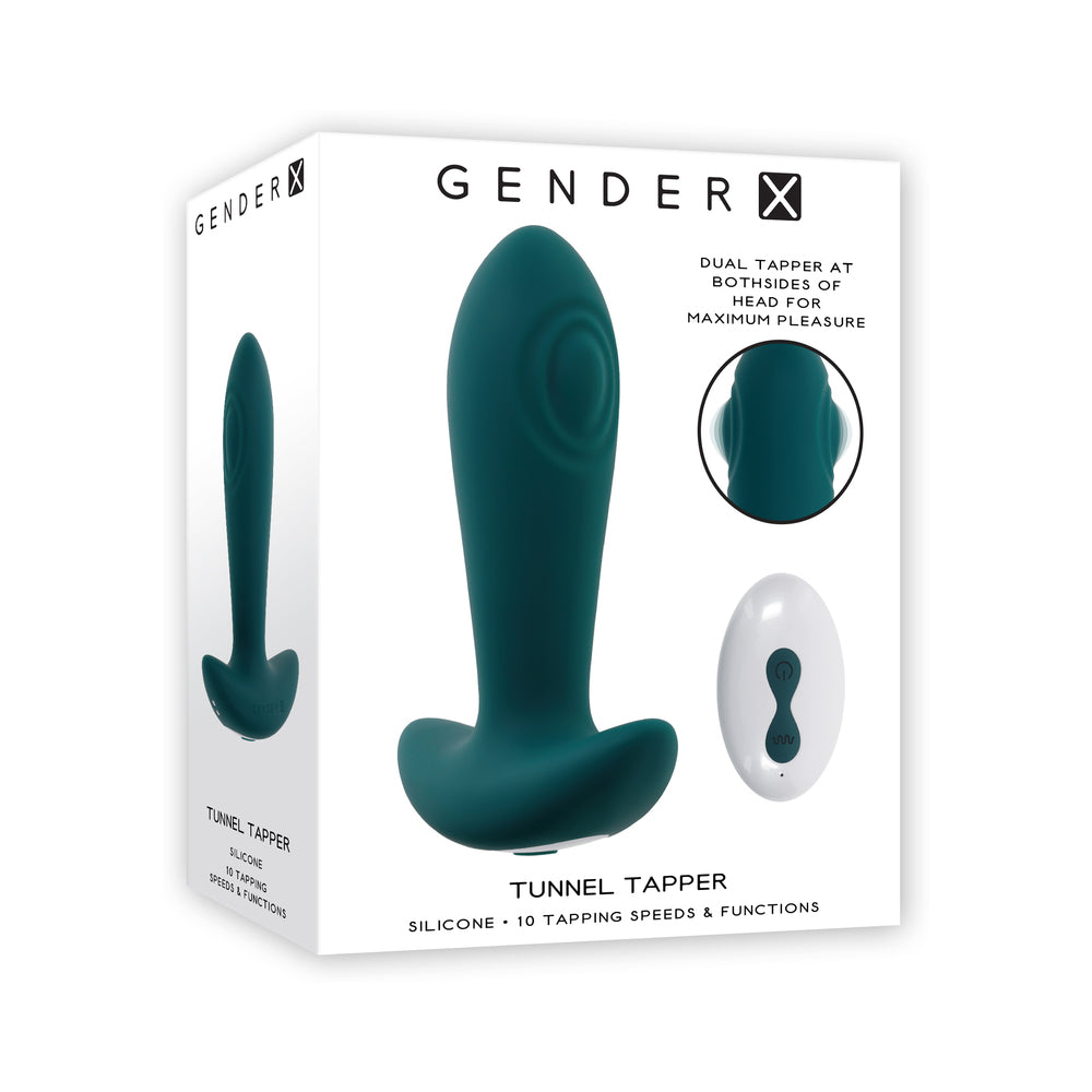 Gender X Tunnel Tapper Rechargeable Vibrating Anal Plug with Remote Teal - Not Very Vanilla