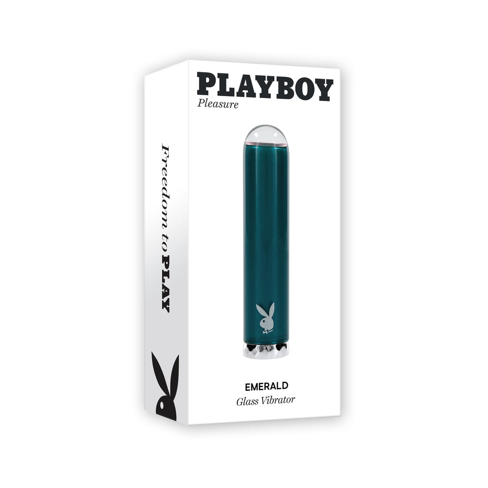 Playboy Emerald Rechargeable Vibrating Glass Mini Vibe Deep Teal - Not Very Vanilla