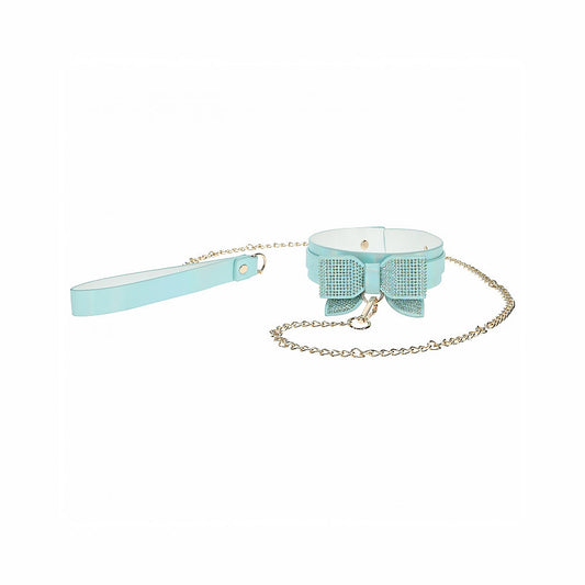 Ouch! Paris Collection Collar with Leash Blue - Not Very Vanilla