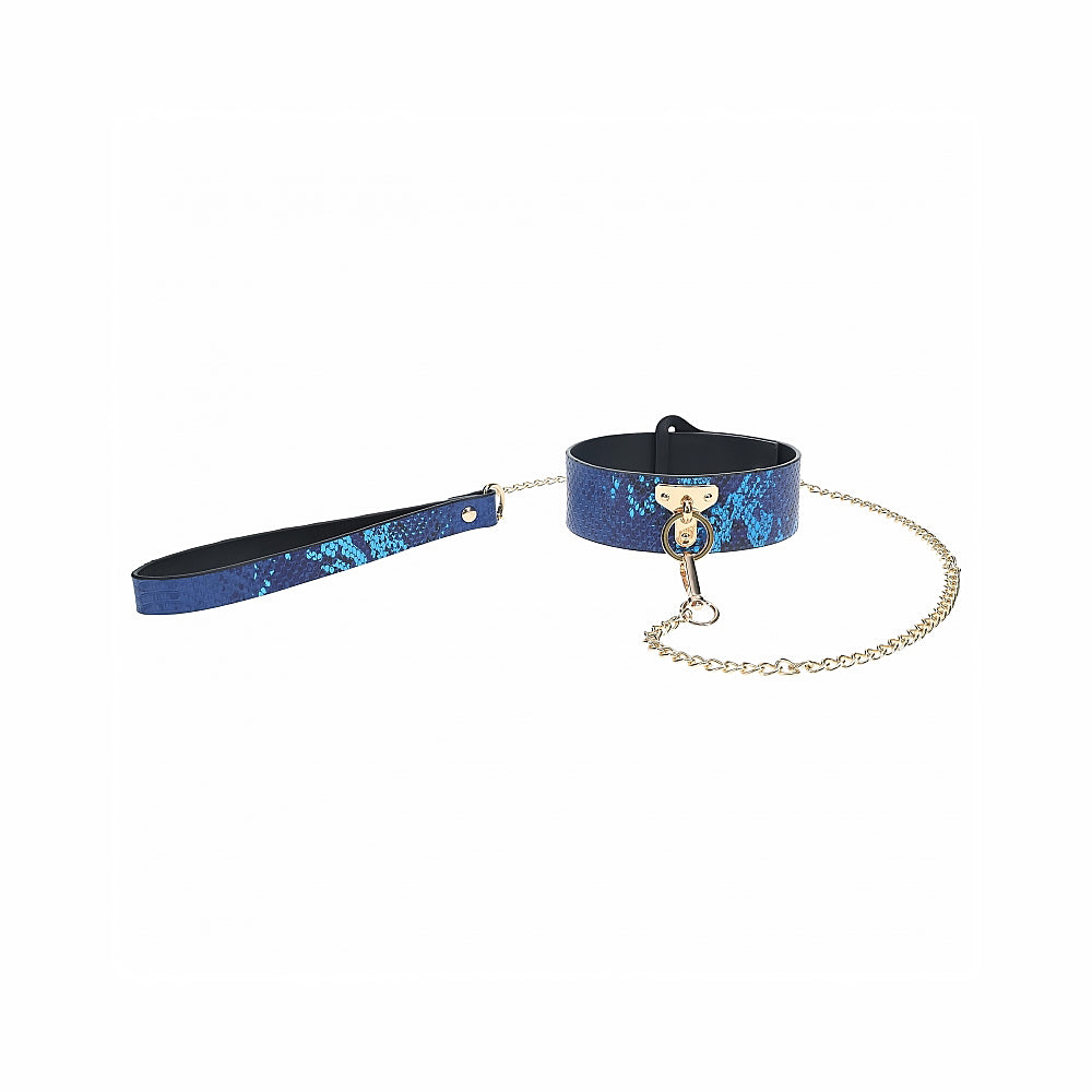 Ouch! Florence Collection Collar with Leash Blue - Not Very Vanilla