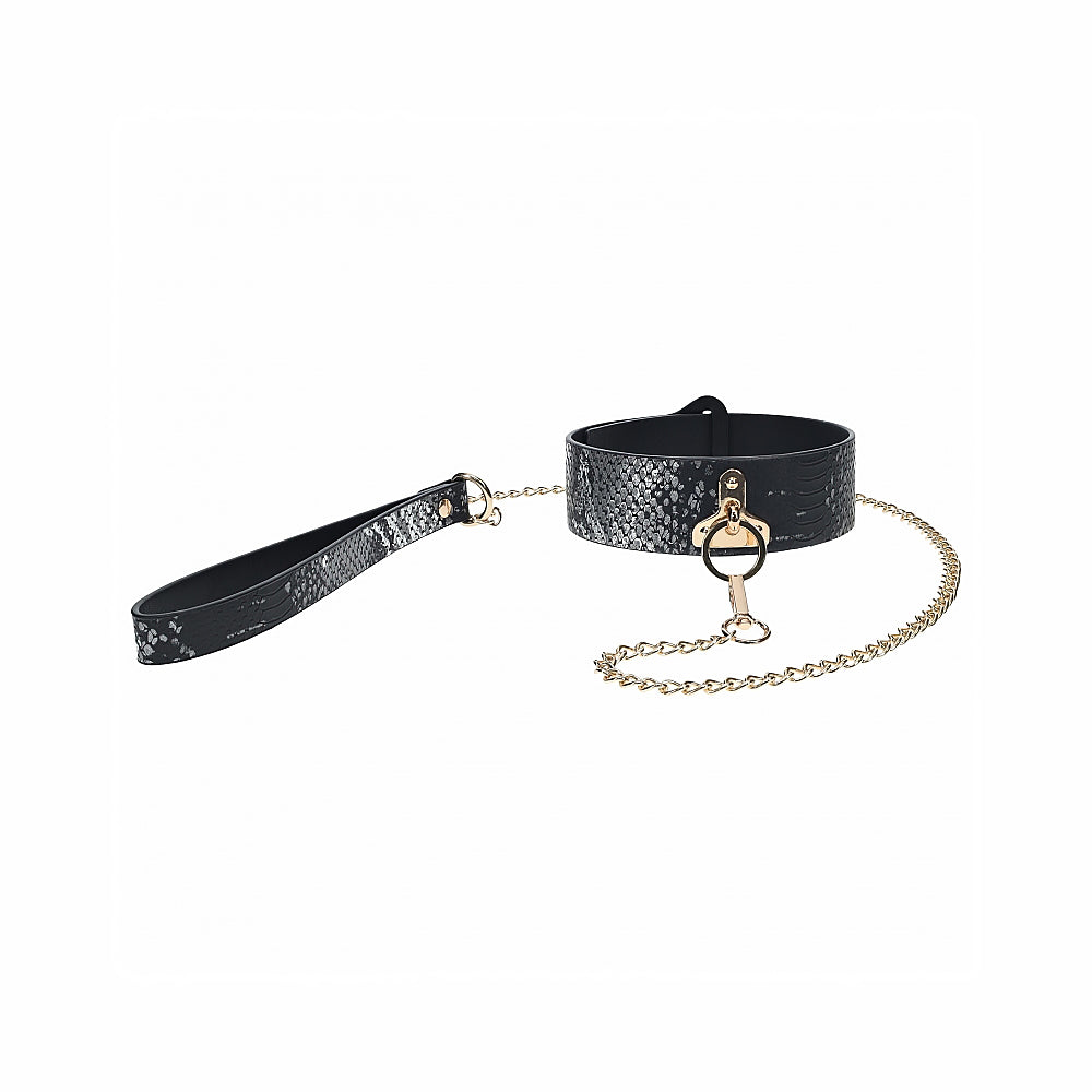 Ouch! Florence Collection Collar with Leash Black - Not Very Vanilla