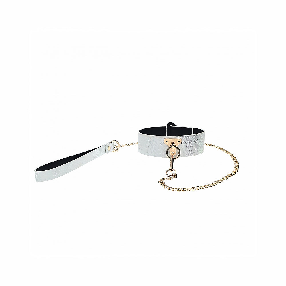 Ouch! Florence Collection Collar with Leash White - Not Very Vanilla